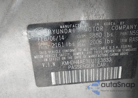 2014 Hyundai Elantra Se из США, поврежденный, VIN KMHDH4AE3EU123833